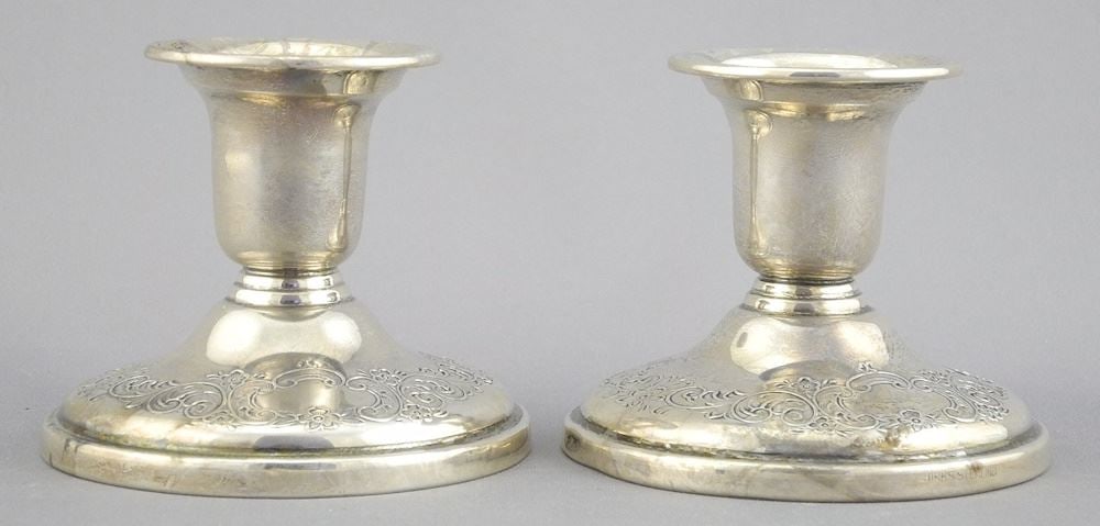 Pair of Birks Sterling (marked) Silver Candlesticks, 2 3/8"h. (1 of 3)