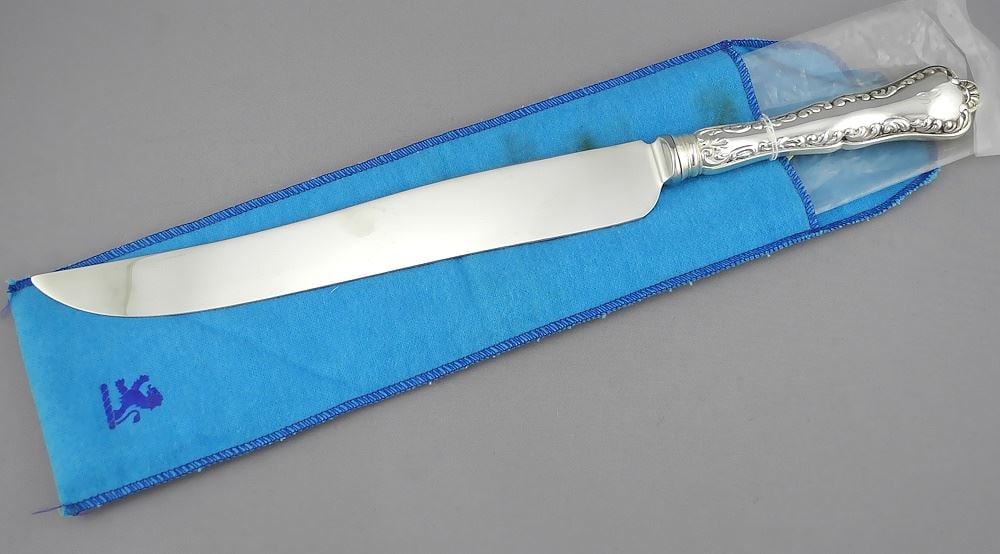 Birks Sterling Silver Handle Bread Knife, 14 1/4"L with Pouches. (1 of 3)