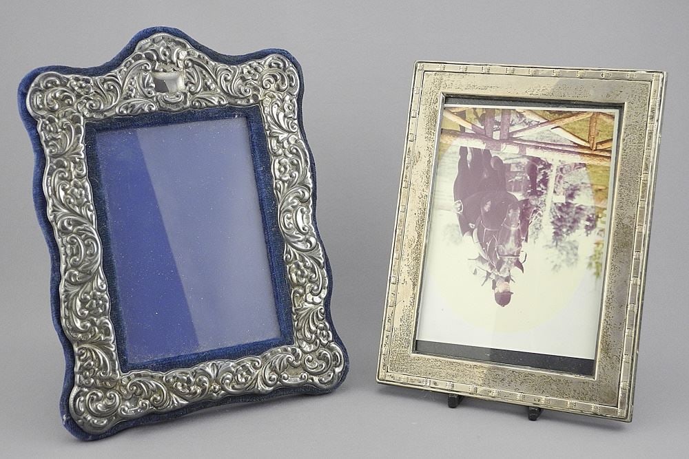 Two Dresser Frames (one sterling), 6 7/8" x 5" with Photo.: Two Dresser Frames (one sterling), 6 7/8" x 5" with Photo.