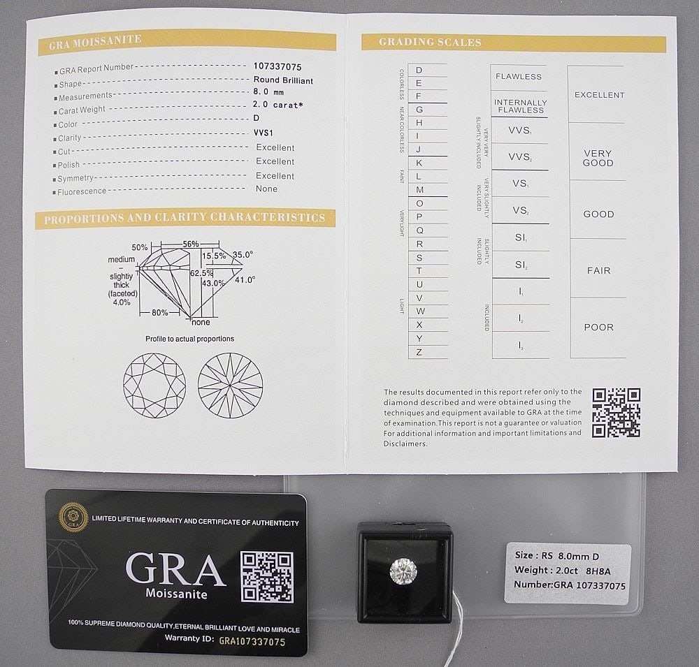 2c Loose Moissanite with Certificate.: 2c Loose Moissanite with Certificate.
