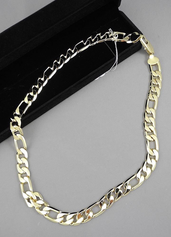 14K Yellow Gold Plated Cuban Link Chain, 22.5"L.: 14K Yellow Gold Plated Cuban Link Chain, 22.5"L.