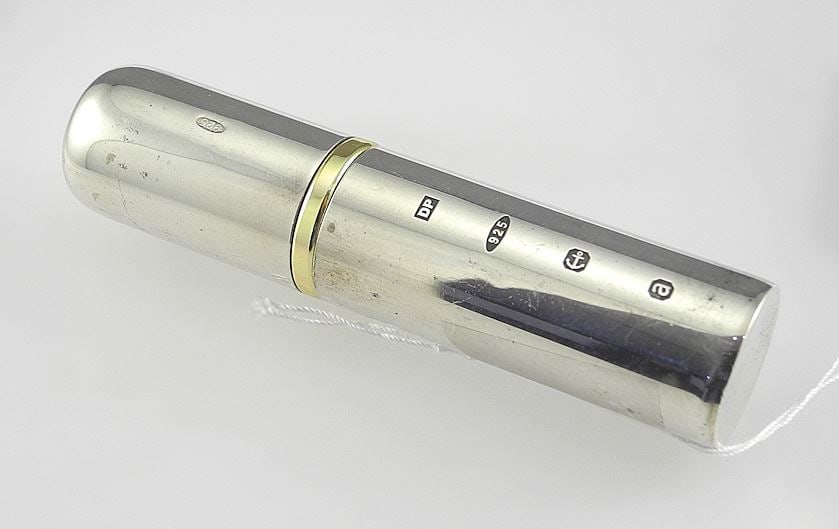 Hallmarked Silver & Gold Plated Atomizer, 3 1/8"h, 294g (scratch noted).: Hallmarked Silver & Gold Plated Atomizer, 3 1/8"h, 294g (scratch noted).