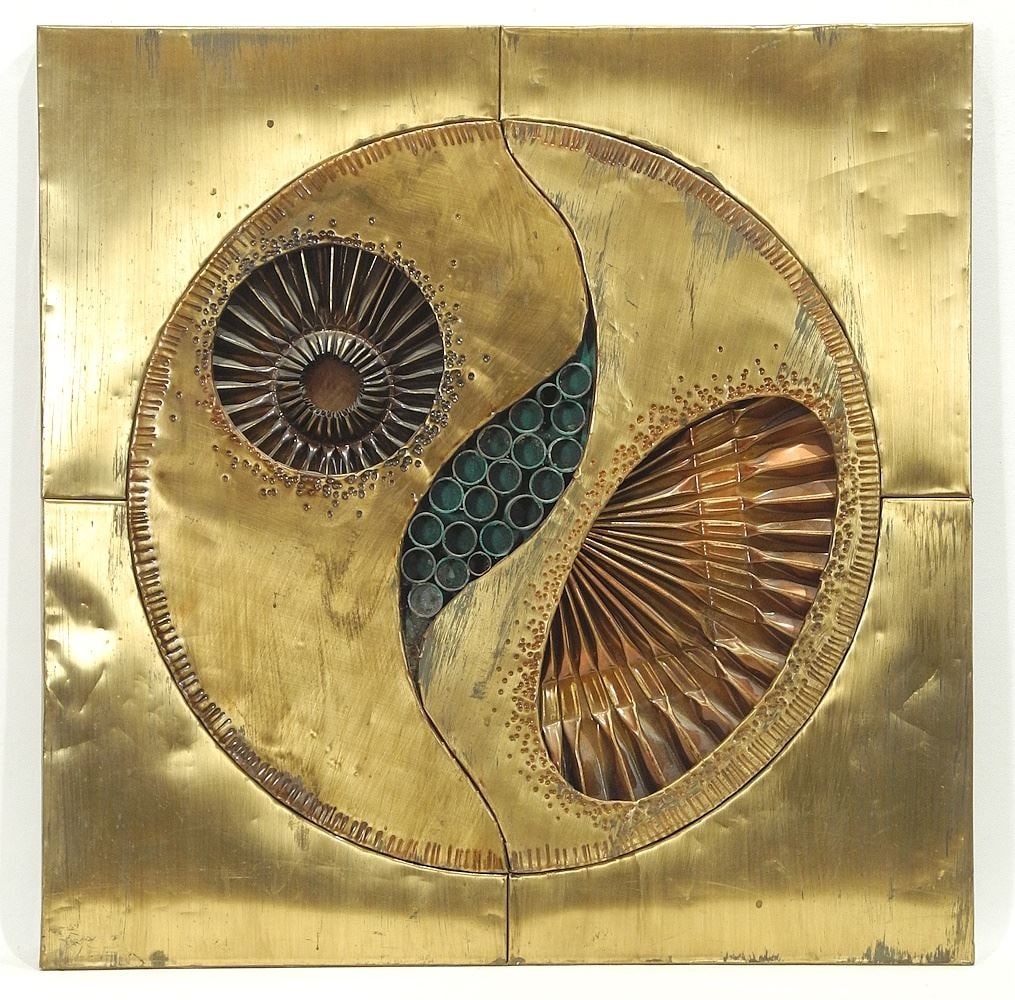 Metal Wall Sculpture by Cheung Yee (Lee), 20" x 20", "Untitled". (1 of 10)