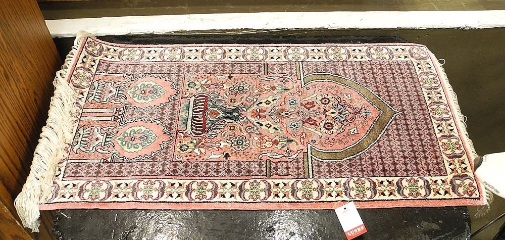 Tunisian Silk Prayer Mat Approximately 43" x 19 1/4". (1 of 3)