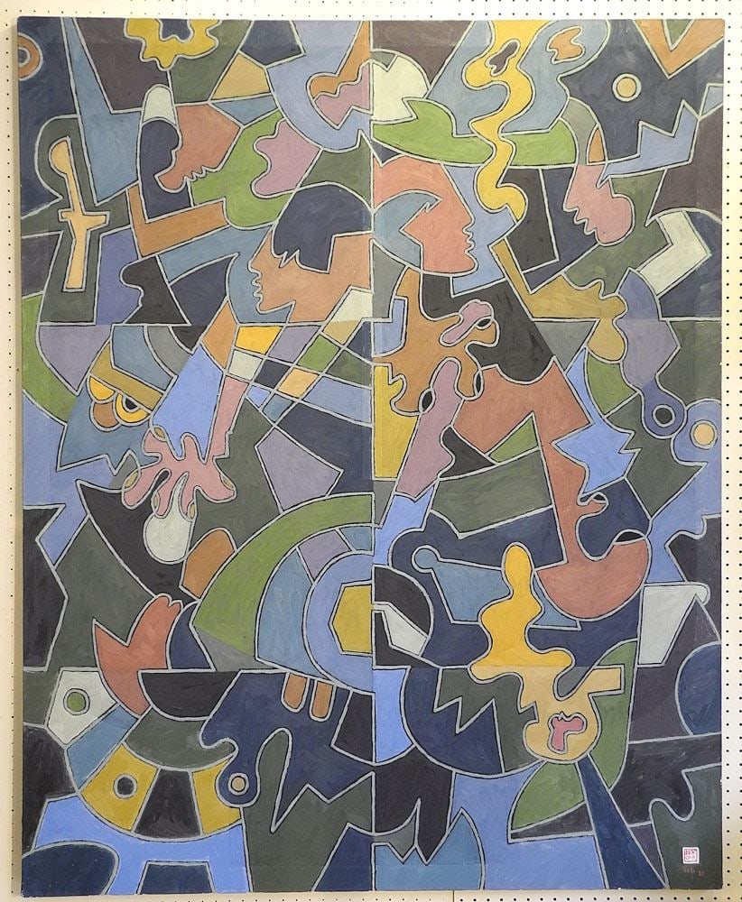 Oil on Canvas signed Gaston Peti'95, 64" x 51 1/2", "Souverance Nocturne" Hung in Canadian Embassy/T (1 of 8)