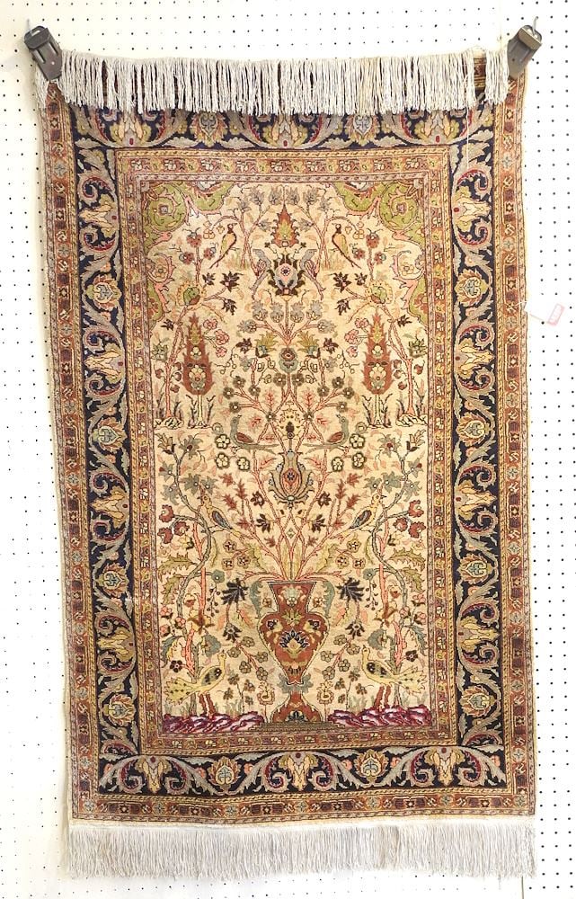Turkish Silk Prayer Rug 61" x 35". (1 of 4)