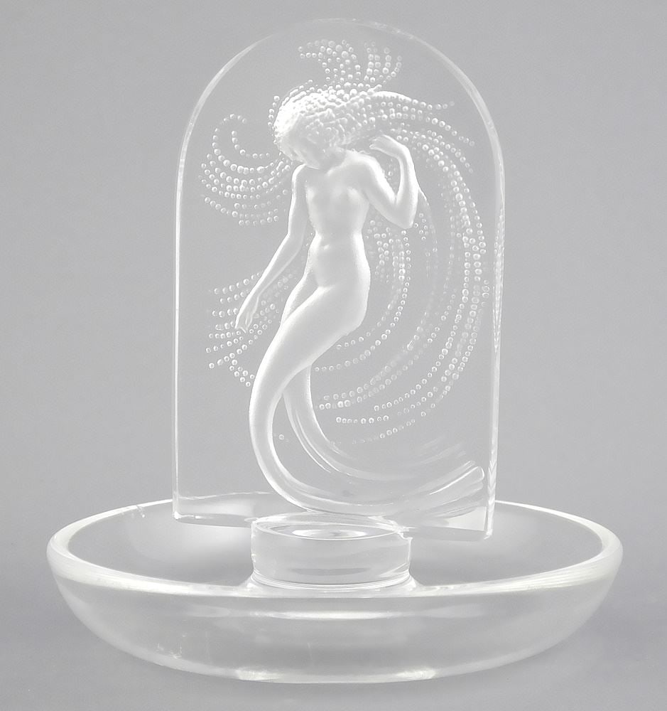 Lalique "Naiade" Crystal Ring Dish signed Lalique France, 4"h. (1 of 6)