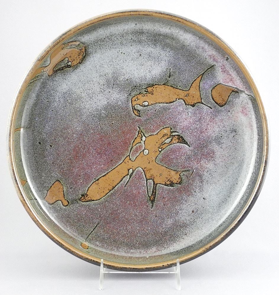 Stoneware Low Bowl signed (Walter) Dexter, 2 3/8" x 12 5/8" Diameter (stand NOT included). (1 of 8)