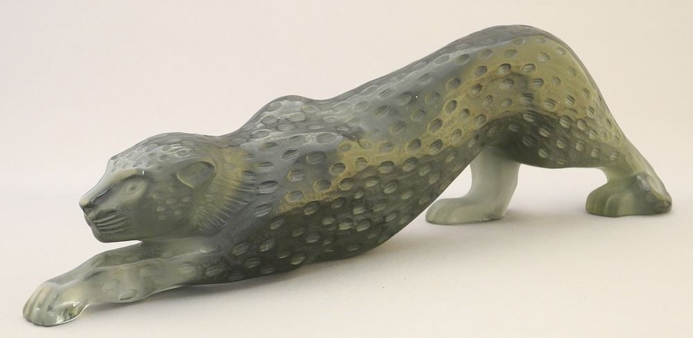 Lalique Zeila Grey Panther, 14 1/2" x 4".: Lalique Zeila Grey Panther, 14 1/2" x 4".