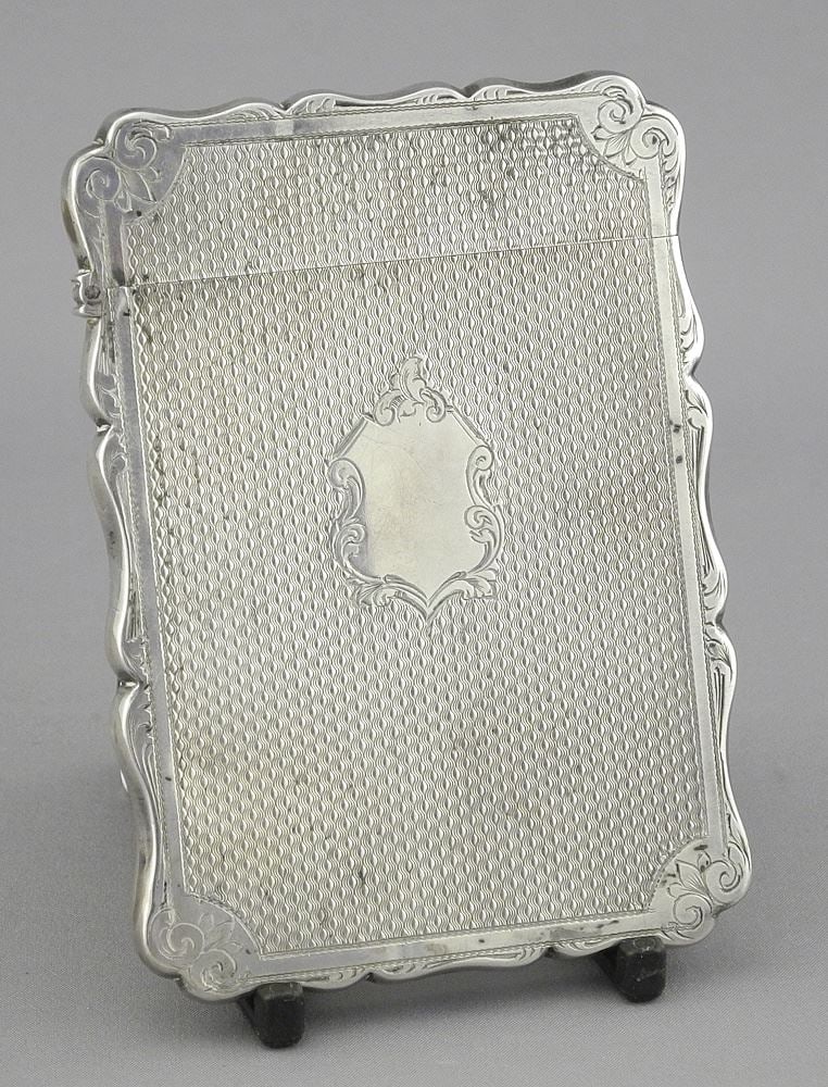 Victorian Silver Calling Card Case, 4"h, 64g, George Unite B'Ham 1880. (1 of 6)