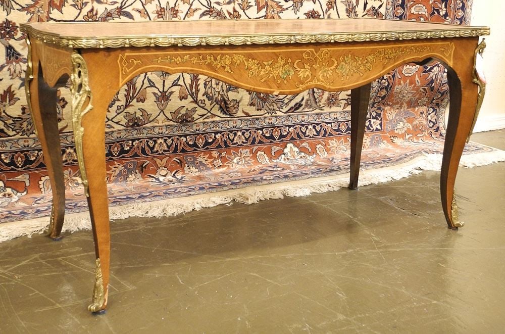 Louis XV-Style Marquetry & Ormolu Mounted Low Table, 39 1/4"W. (1 of 3)