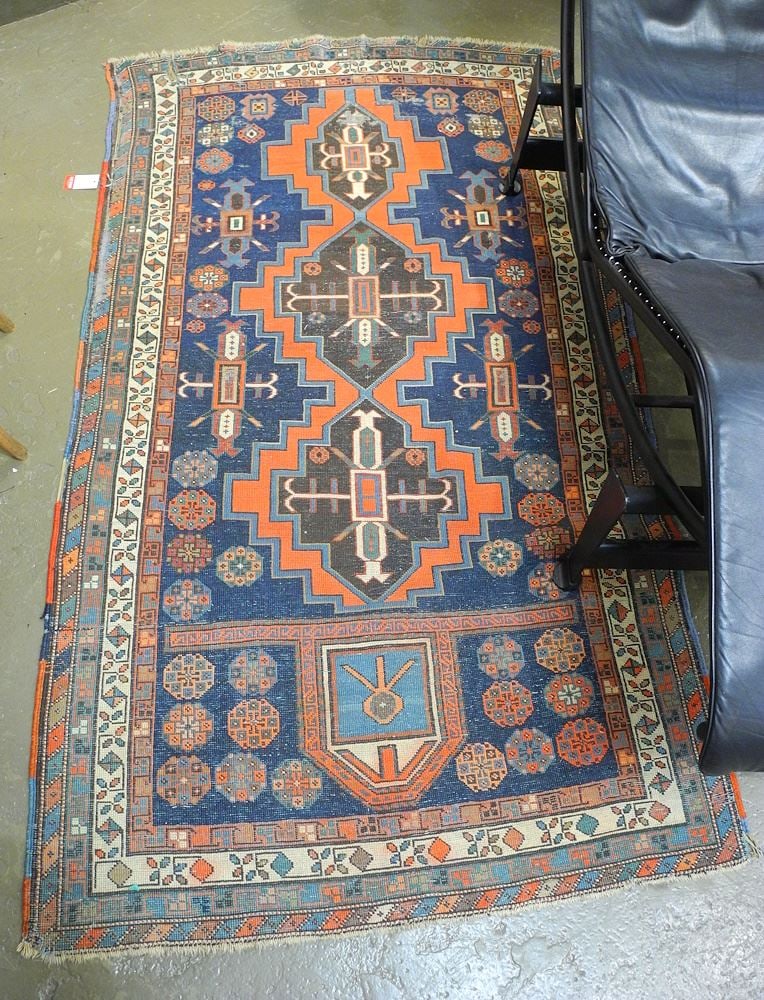 Old Caucasian Carpet Approximately 6'3" x 3'8", (as found/condition noted). (1 of 4)