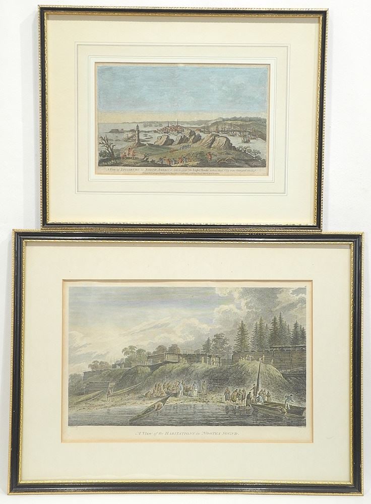 2 Coloured Engravings; J.Webber "Nootka Sound"- C.Bowles "Louisburg". (1 of 3)