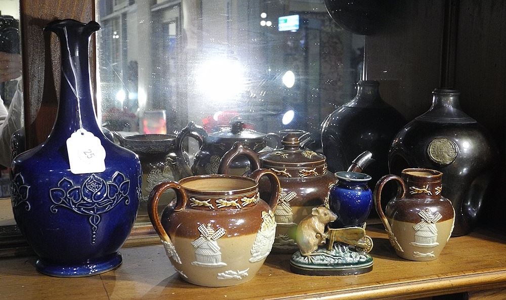 Group of Doulton: Tinworth/ Vases / Jugs / Teapot etc., Lambeth Vase 9 1/2". (1 of 6)