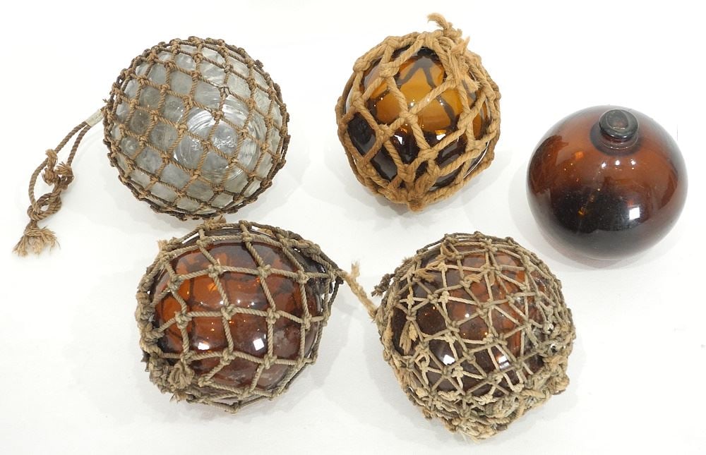 Five Japanese Glass Fishing Floats. (1 of 1)