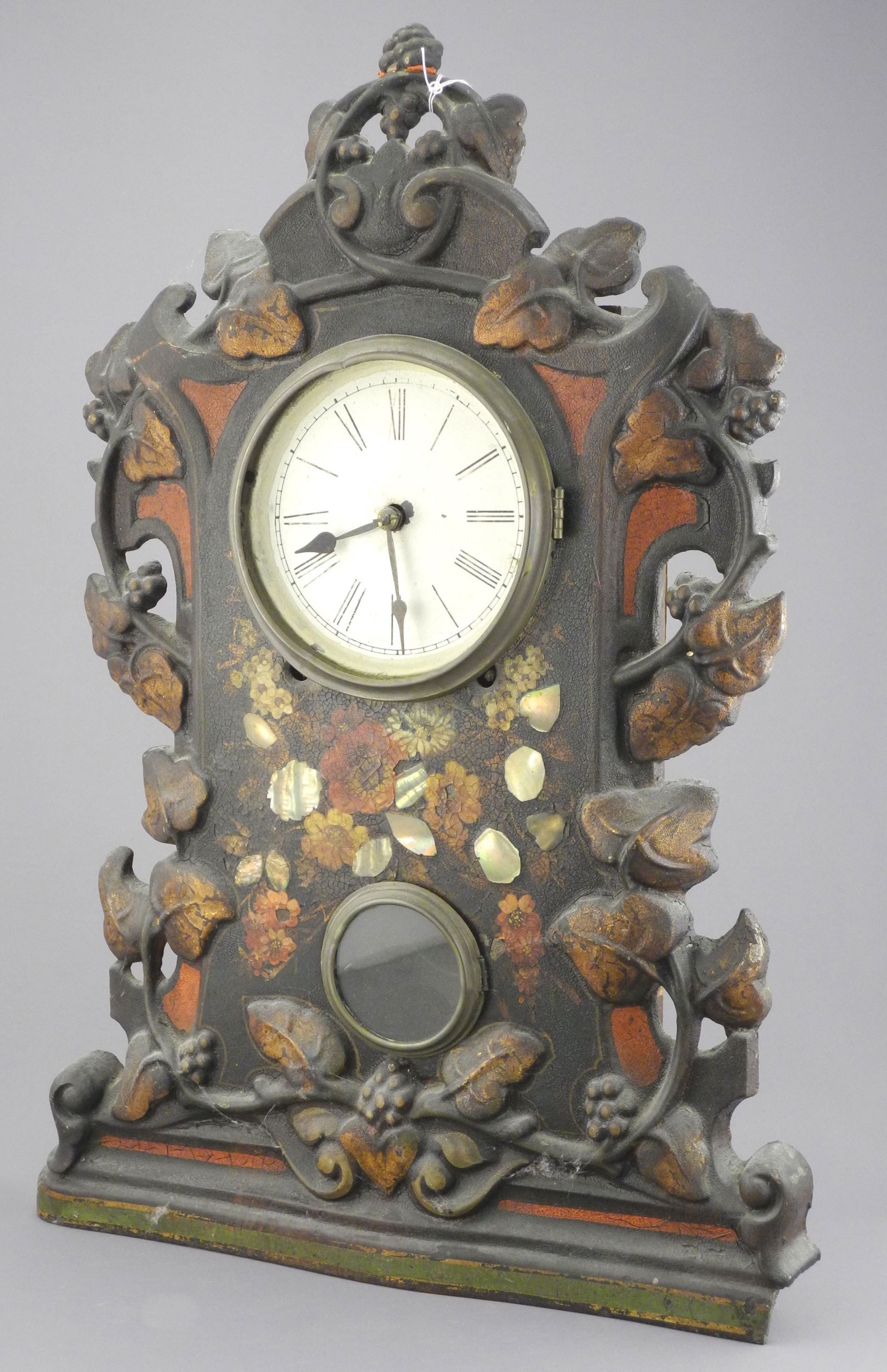 Victorian Cast Metal Mantle Clock, 19 7/8"h.: Victorian Cast Metal Mantle Clock, 19 7/8"h.