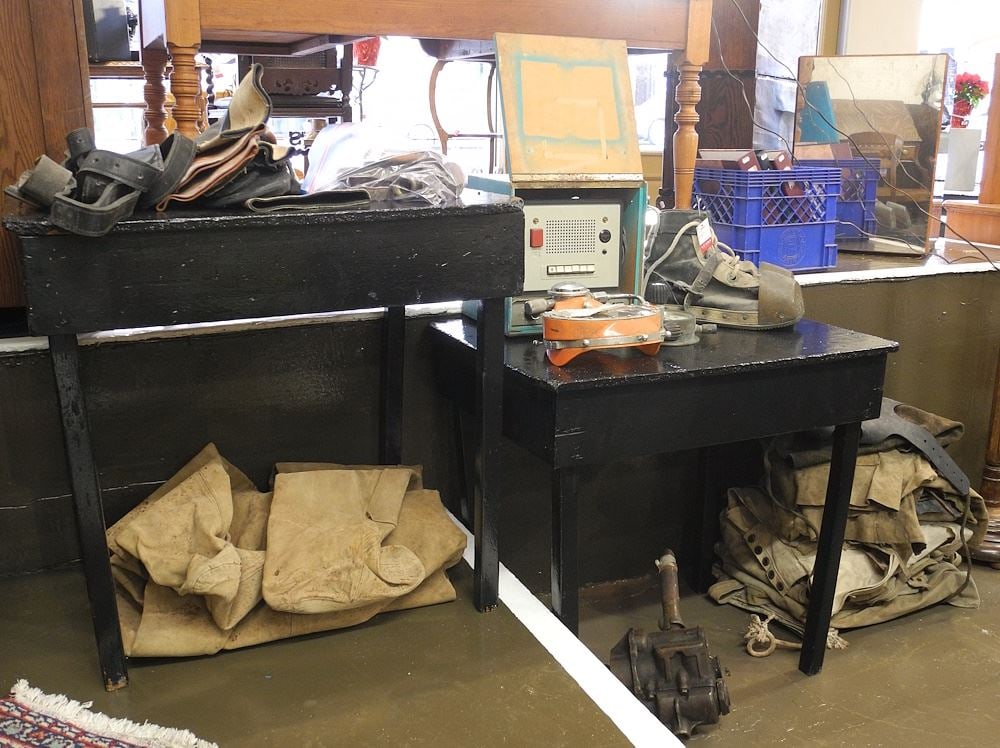 C.1940's Desco Dive Boots / Underwater Drill / Suits / Pressure Guage / Comm. Box. (1 of 6)