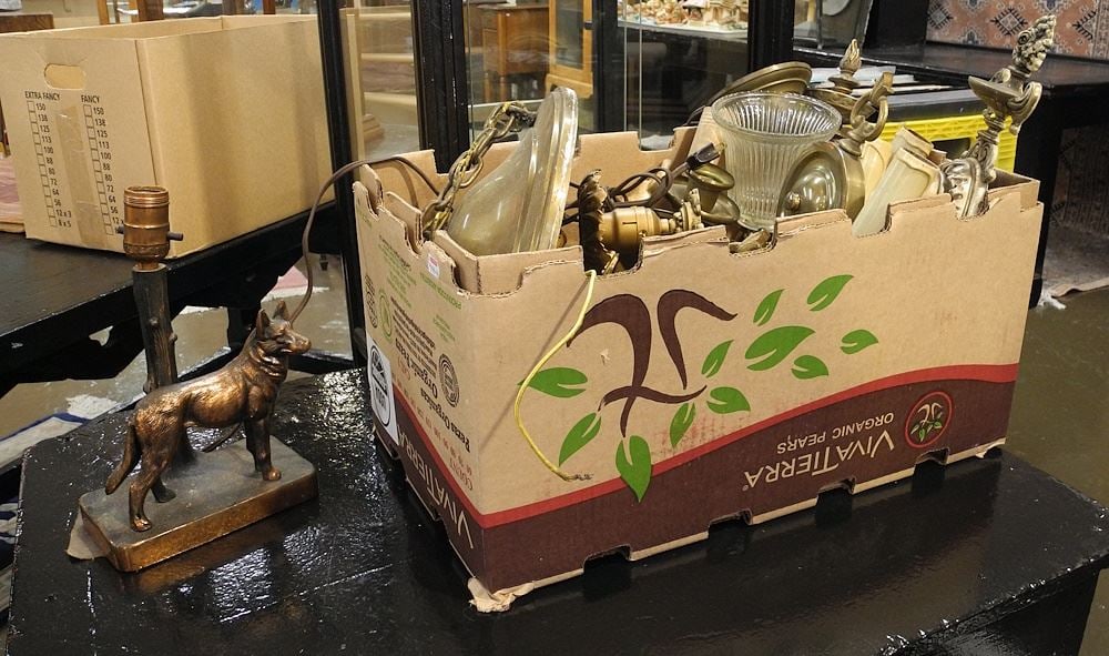 Collection of Vintage Light Fixtures & Sconces Including Copper Finished Lamp. (1 of 2)