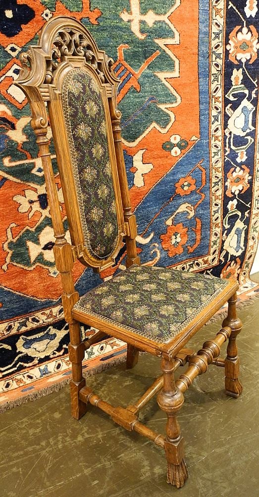 Baroque Oak Hall Chair, 50 1/4"H.: Baroque Oak Hall Chair, 50 1/4"H.