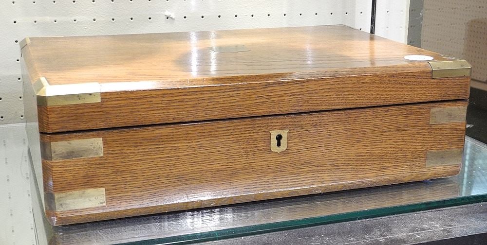 Old Oak / Brass Cutlery / Flatware Layered Box. (1 of 1)