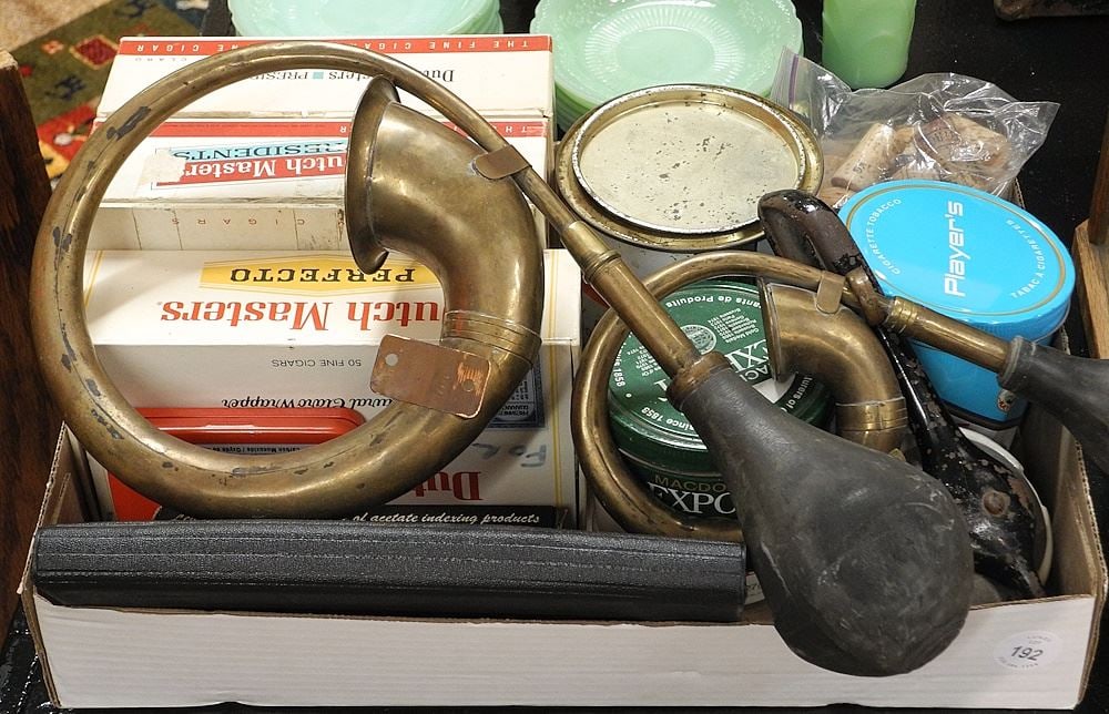 Collection of Curiosities: Horns / Zippo / Cigar Boxes / Drafting / Squeezer / Various. (1 of 1)