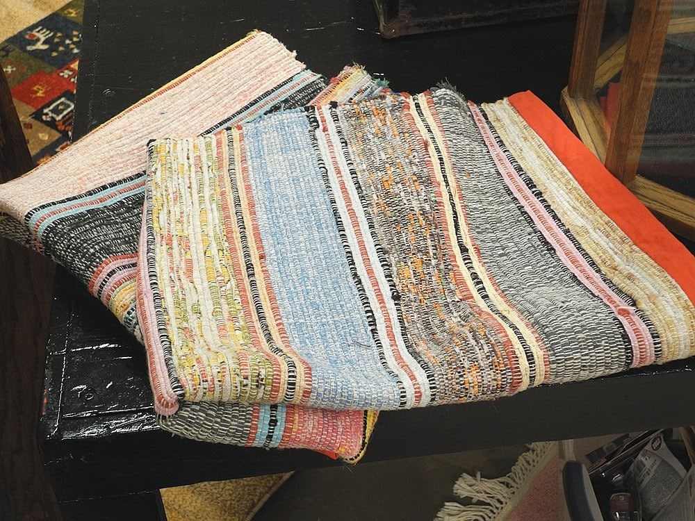 Old Handmade Rag Rug Approximately 61 x 30". (1 of 1)