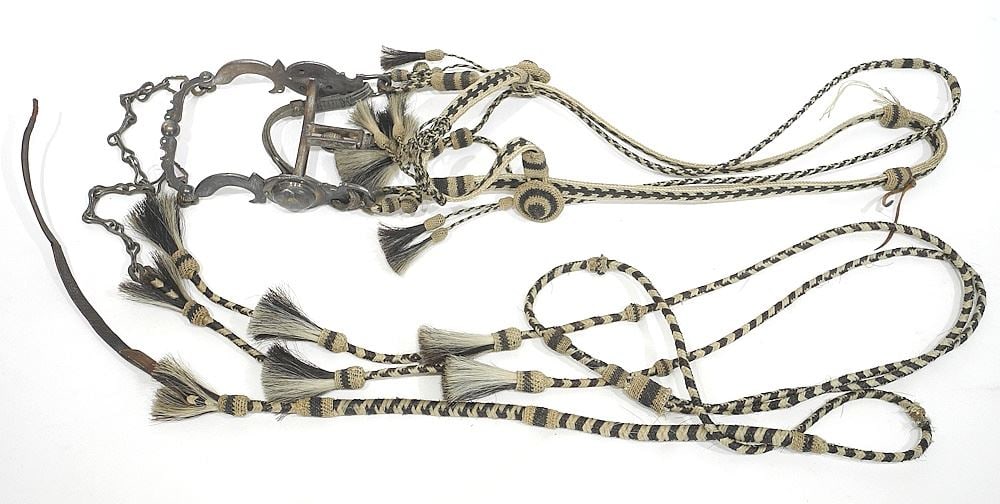 Late 19th C. Montana State Penitentiary Inmate-Made Horsehair Bridle.: Late 19th C. Montana State Penitentiary Inmate-Made Horsehair Bridle.