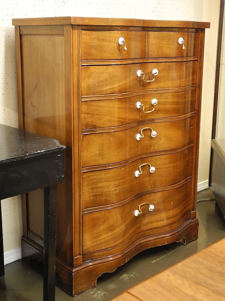 Barker Bros. Mahogany Chest of Drawers with later handles.: Barker Bros. Mahogany Chest of Drawers with later handles.