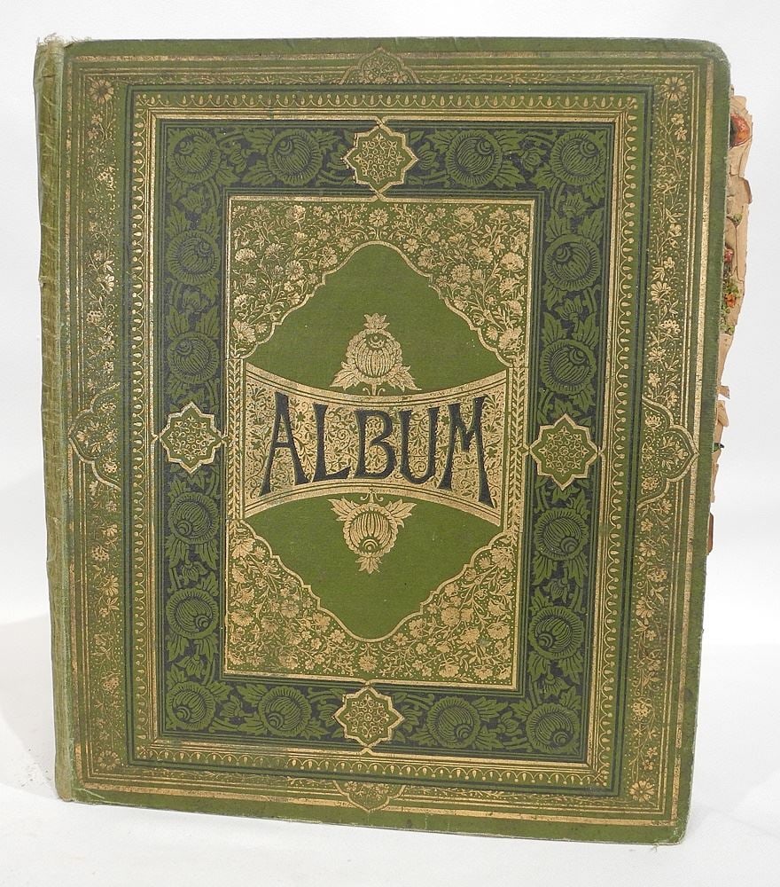 Late 19th C. Lithography & Cigarette Card Album, 15 x 13". (1 of 2)