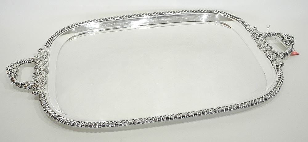 Georgian Silver Two Handled Tray, London 1827 (possibly Jos. Craddock & WM. Reed), 30 1/4" Appro (1 of 7)