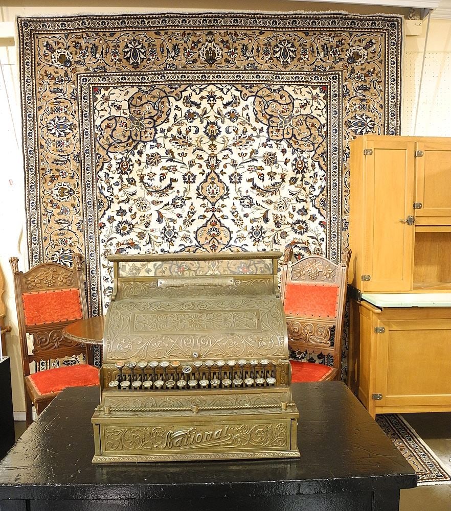 Handknotted Persian Carpet with Cream Field Approximately 8' x 12'.: Handknotted Persian Carpet with Cream Field Approximately 8' x 12'.