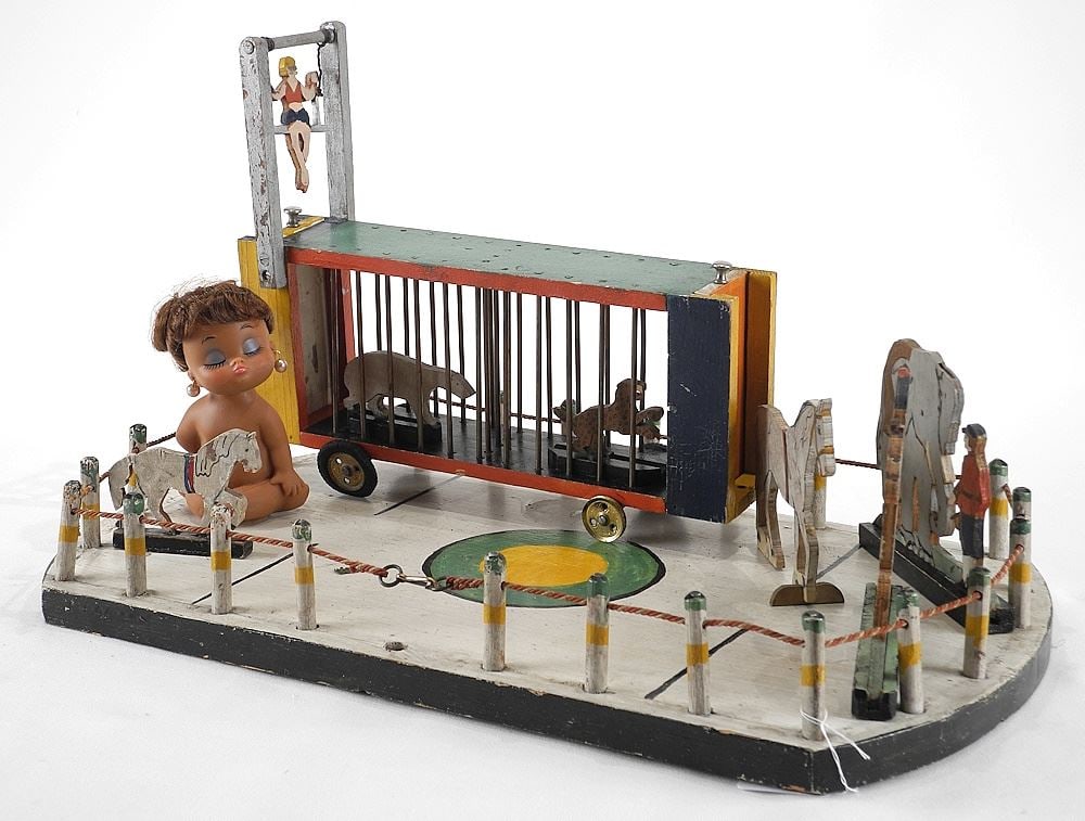Collection of Painted Wood Circus Toys, Largest Doll 19 1/2"W. (1 of 1)