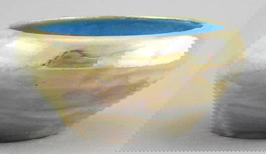Pewabic Pottery Bowl, 2 3/8 x 5 1/8" (restored).: Pewabic Pottery Bowl, 2 3/8 x 5 1/8" (restored).