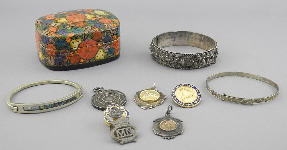 Kashmer Collection of Sterling Silver & Other Athletic Awards / Pins / Bracelet. (1 of 3)