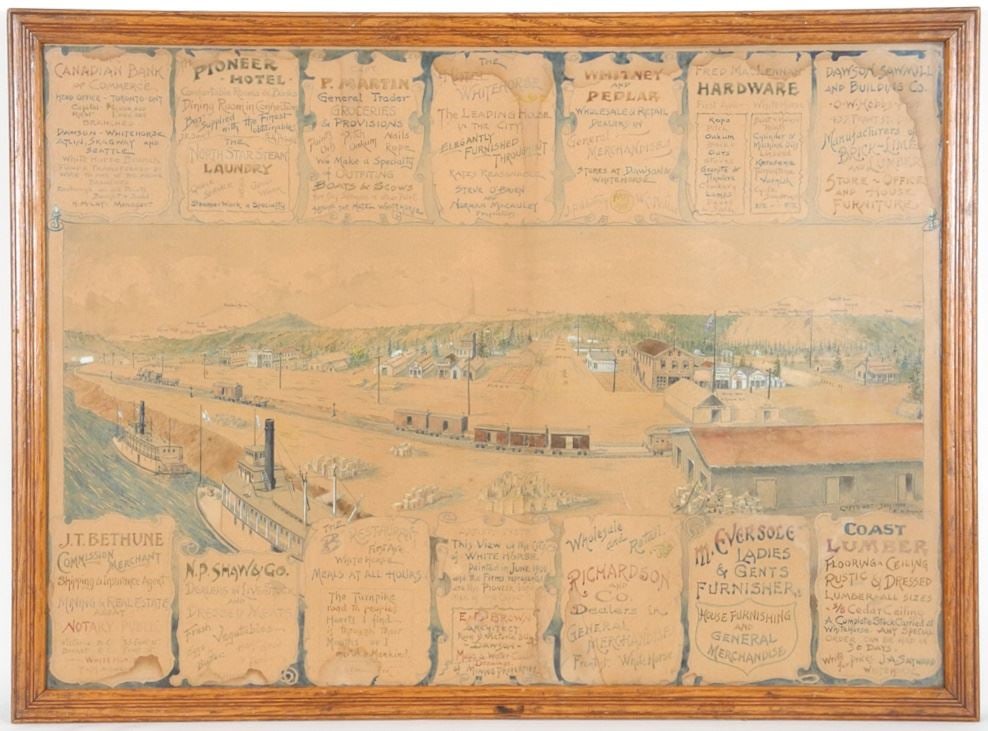 Hand Lettered Watercolour signed E.B Brown July 1900, 18 3/8" x 25 1/2", "City of Whitehorse". (1 of 2)