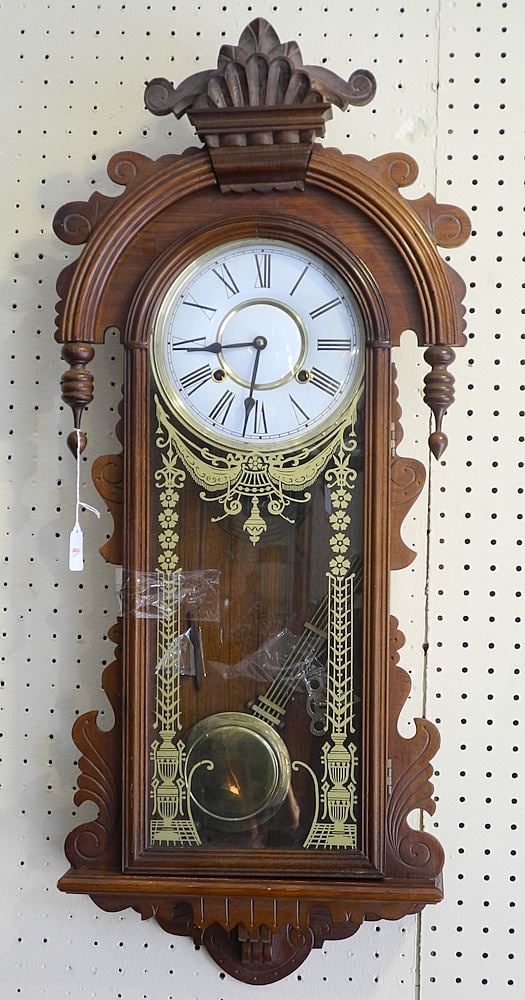 Gingerbread Style Wall Clock, 20th C., 36 1/2"h. (1 of 2)