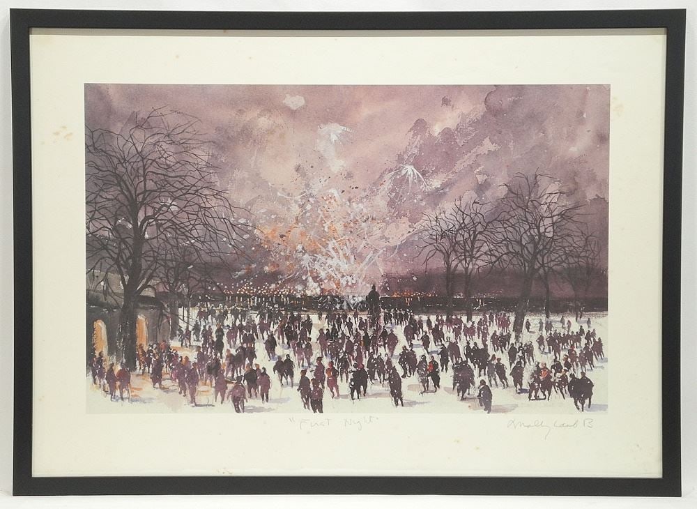 Colour Print Signed Molly Lamb B (Bobak), 19 1/2" x 27 1/2", "First Night". (1 of 3)