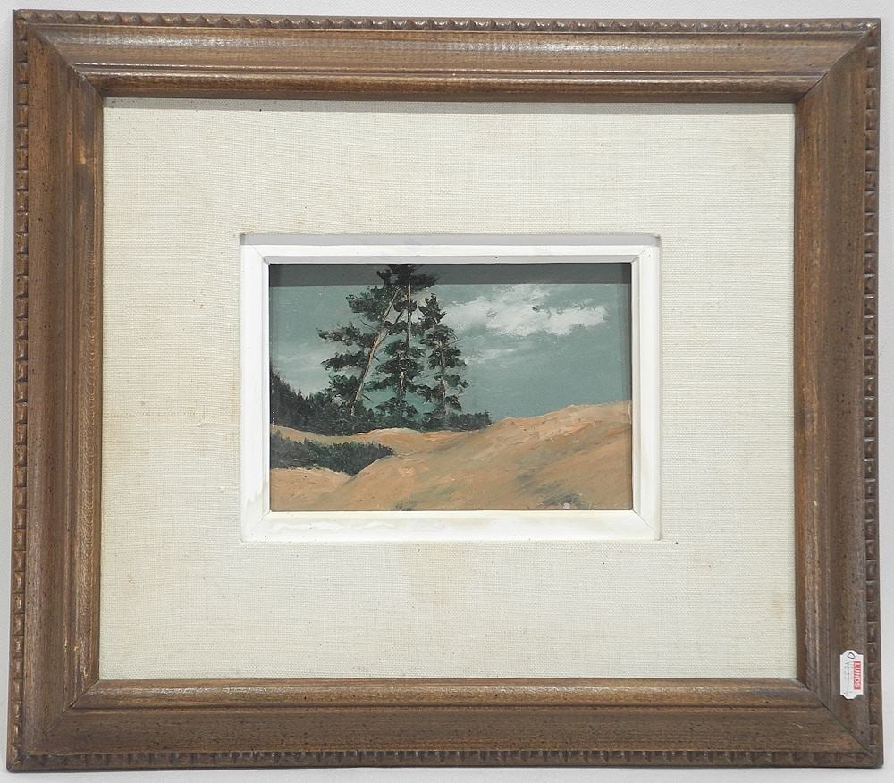 Oil on Masonite signed Rice, 5" x 7" , "Clouds & Trees".: Oil on Masonite signed Rice, 5" x 7" , "Clouds & Trees".