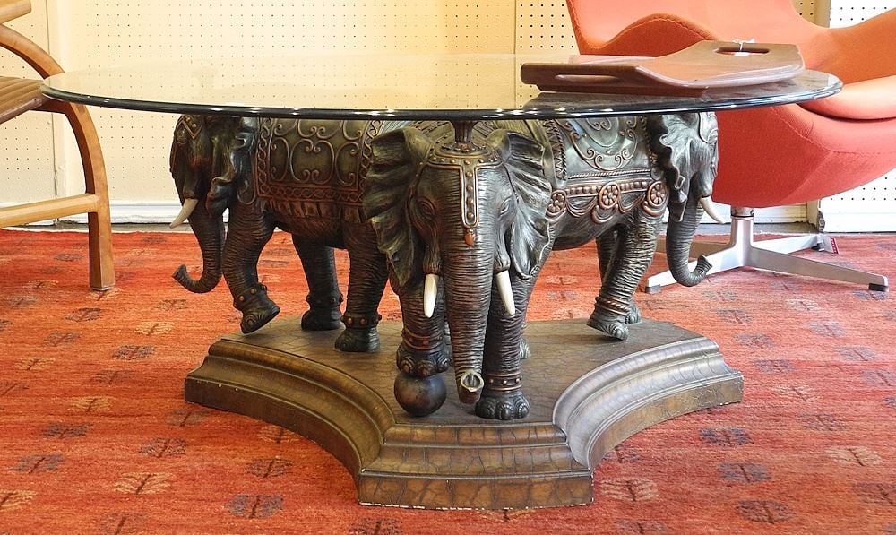 Molded Composition Elephant Table, 44" Diameter. (1 of 3)