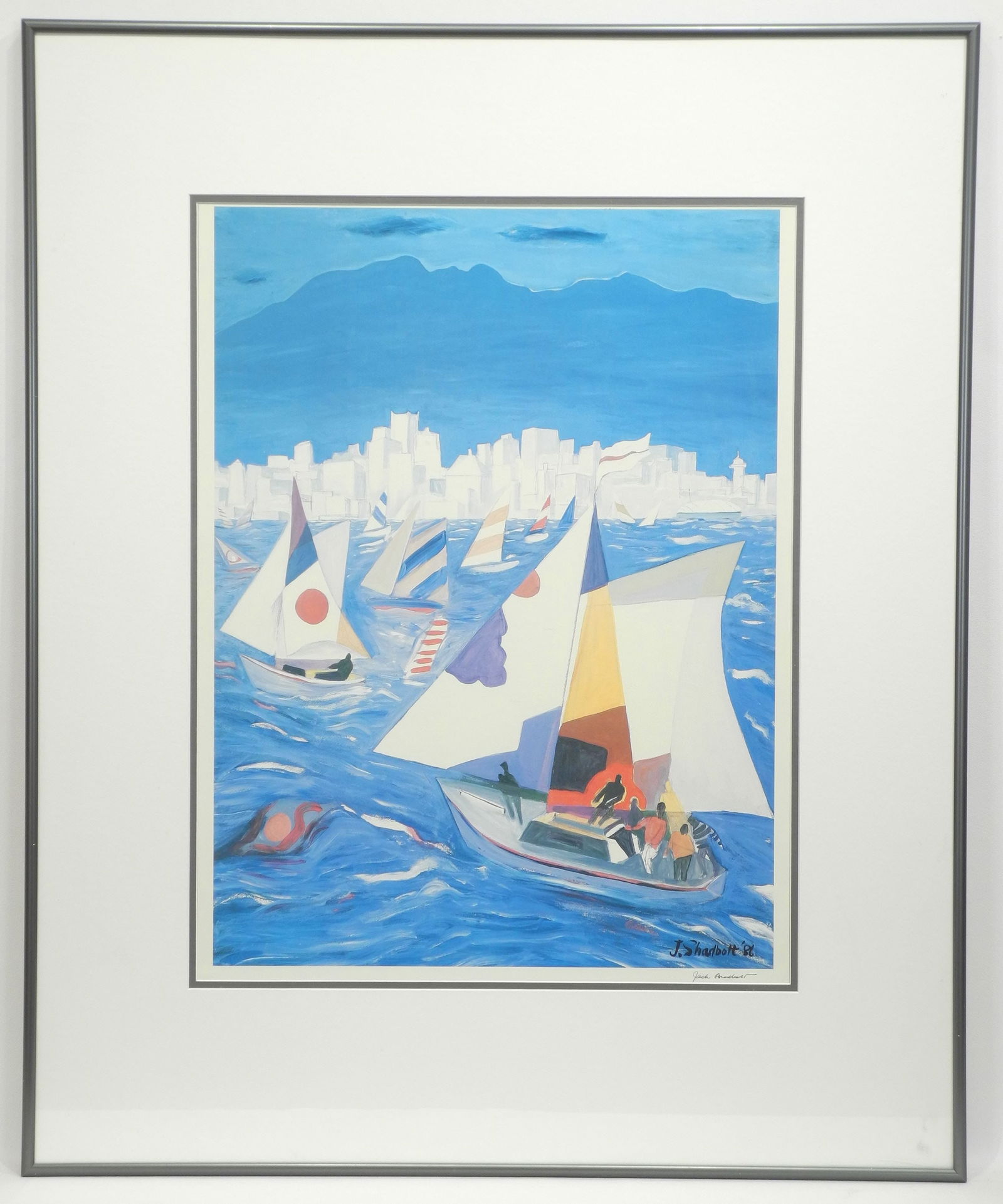 Colour Print signed Jack Shadbolt, 24 1/2" x 18 1/2", "Vancouver Waterfront City". (1 of 3)