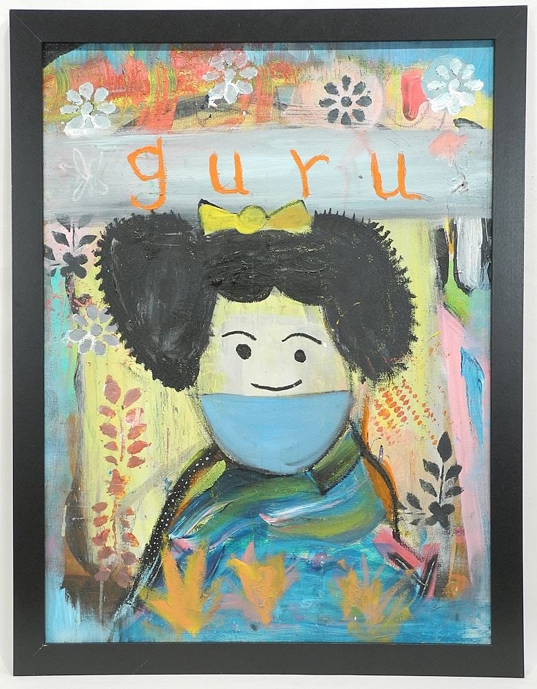 Acrylic & Oil on Canvas Attributed to Roy Green, 24" x 18", "Guru / This is a Roy Green Painti (1 of 2)