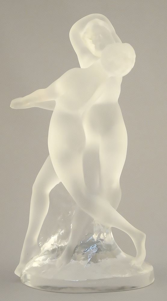 Lalique France Frosted Glass "Deux Danseuses" Figurine.: Lalique France Frosted Glass "Deux Danseuses" Figurine.