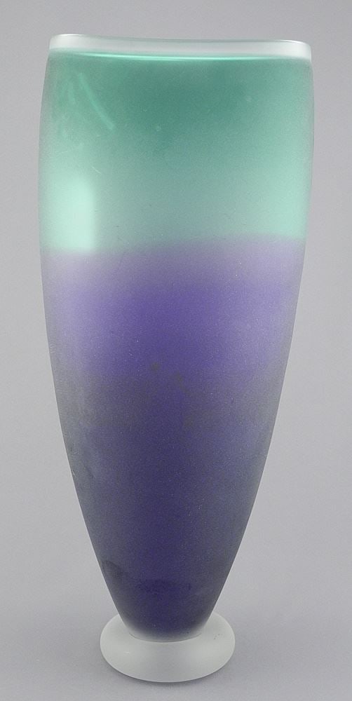 Frosted Glass Vase signed Gary Bolt' 98, 15 5/8"h. (1 of 3)