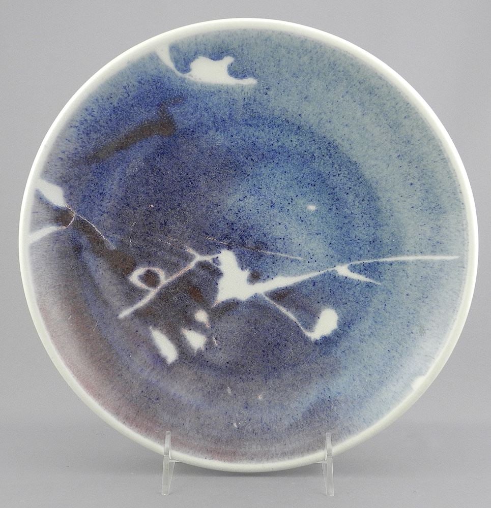 Porcelain Dish signed (Walter) Dexter, 10 1/2" Diameter. (1 of 3)