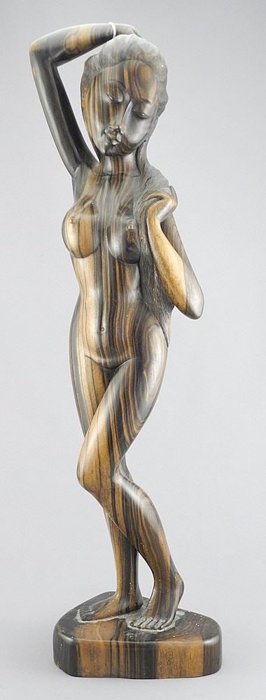 Southeast Asian Carved Hardwood Maiden, 23 1/4"h. (1 of 3)