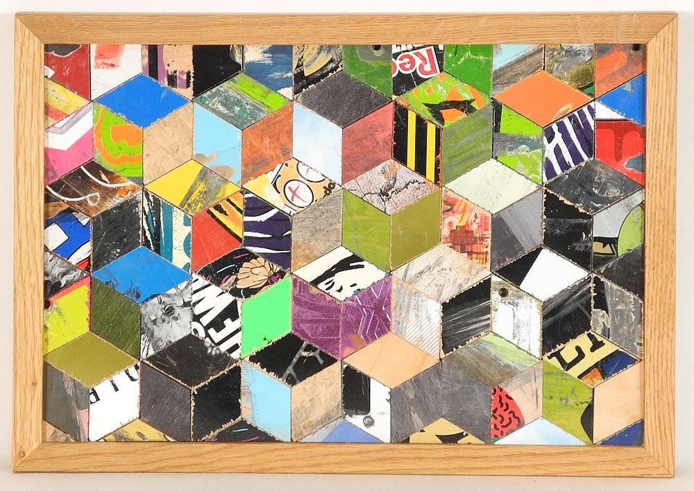 Graphic Mosaic Monogrammed AM (Adrian & Martinus), 9" x 13 1/2", "Skateboard Decks". (1 of 3)