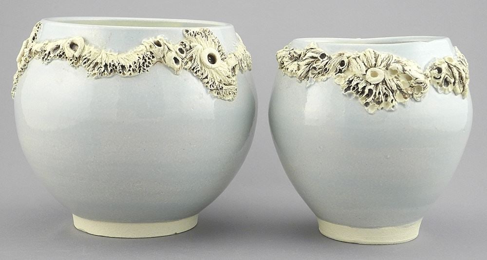 2 Barnacle Vases signed Nice Thetis Island, 4 5/8" - 4 7/8"h. (1 of 2)