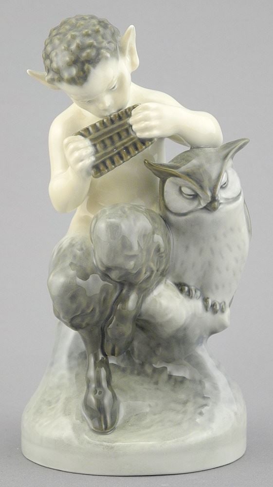 Royal Copenhagen "Pan & Owl" Figurine, Model 2107. (1 of 3)
