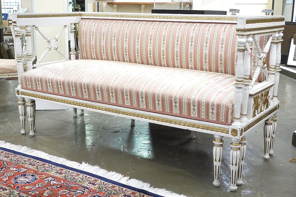 Louis XVI Gilt & White Painted Sofa, 66 1/2"w. (1 of 4)
