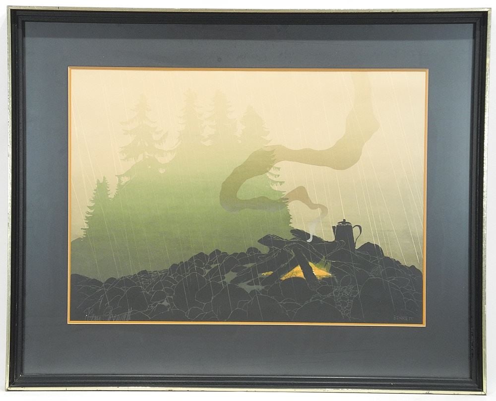 Serigraph signed Elton Bennett, 16" x 22 3/8", "Steelhead Weather". (1 of 3)